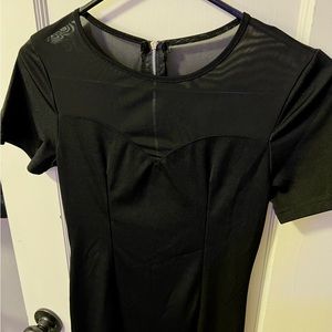Small Black Mesh Zipper Mini Dress